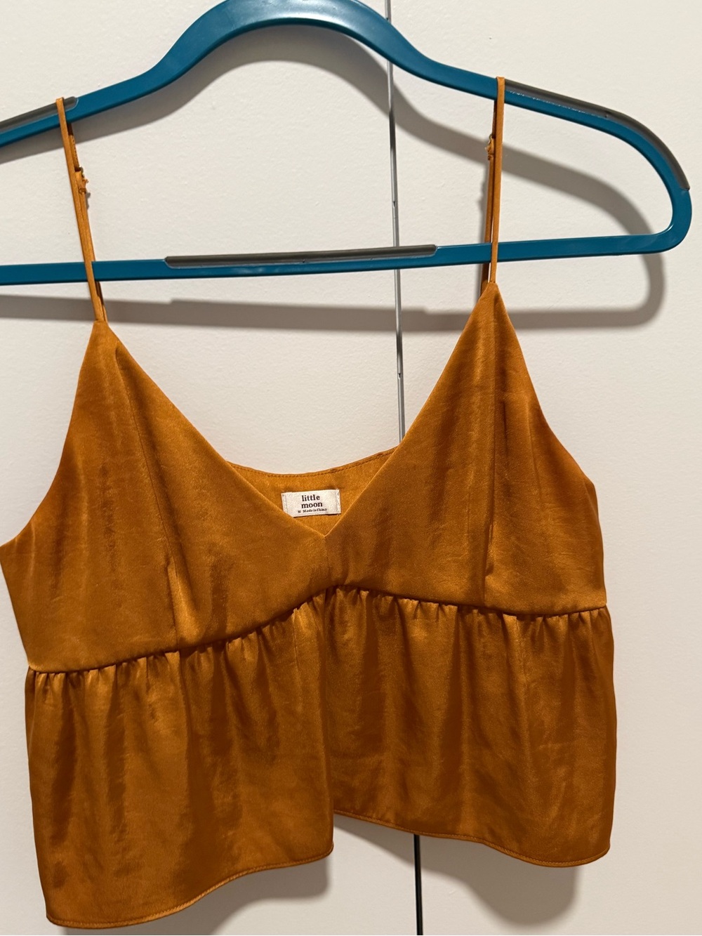Little Moon Mustard Satin Cropped Cami